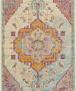 Modern Rugs And Decor Medallion Distressed Soft Area Rug, Light Blue / Fuchsia All Area Rugs And Runners