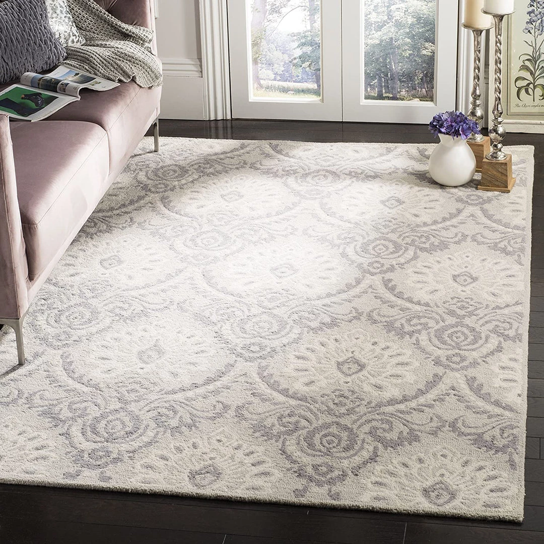 Modern Rugs And Decor Damask Handmade Premium Wool Area Rug, Light Grey / Ivory All Area Rugs And Runners 1 Modern Rugs And Decor Damask Handmade Premium Wool Area Rug, Light Grey / Ivory All Area Rugs And Runners