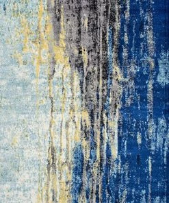 FAS Waterfall Vintage Abstract Blue Grey Soft Area Rug - Multiple Sizes Available