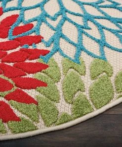 WRG Floral Indoor/Outdoor Red Multi-color Area Rug