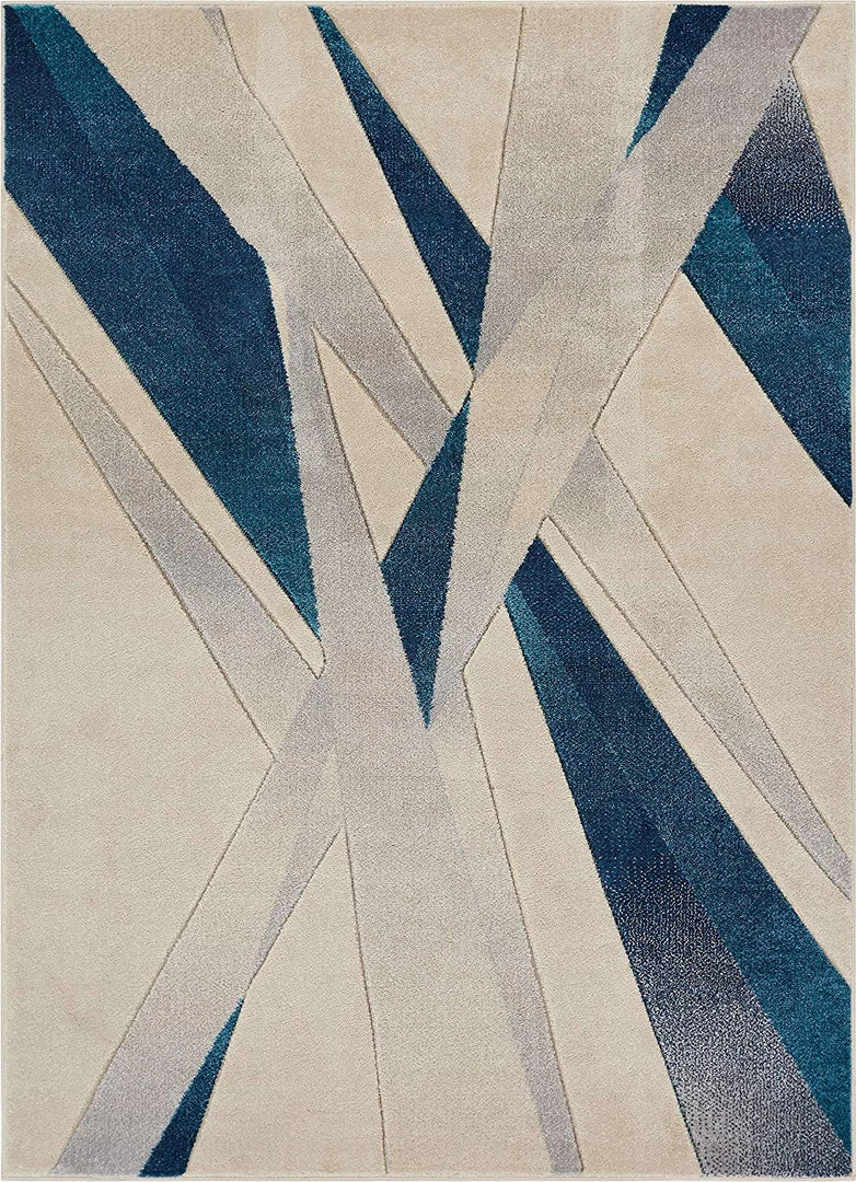 WW Modern Geometric Blue Ivory Comfy Hand Carved Area Rugs 2 WW Modern Geometric Blue Ivory Comfy Hand Carved Area Rugs