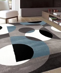 WRG Circle Gray/Grey Blue Area Rug All Area Rugs And Runners