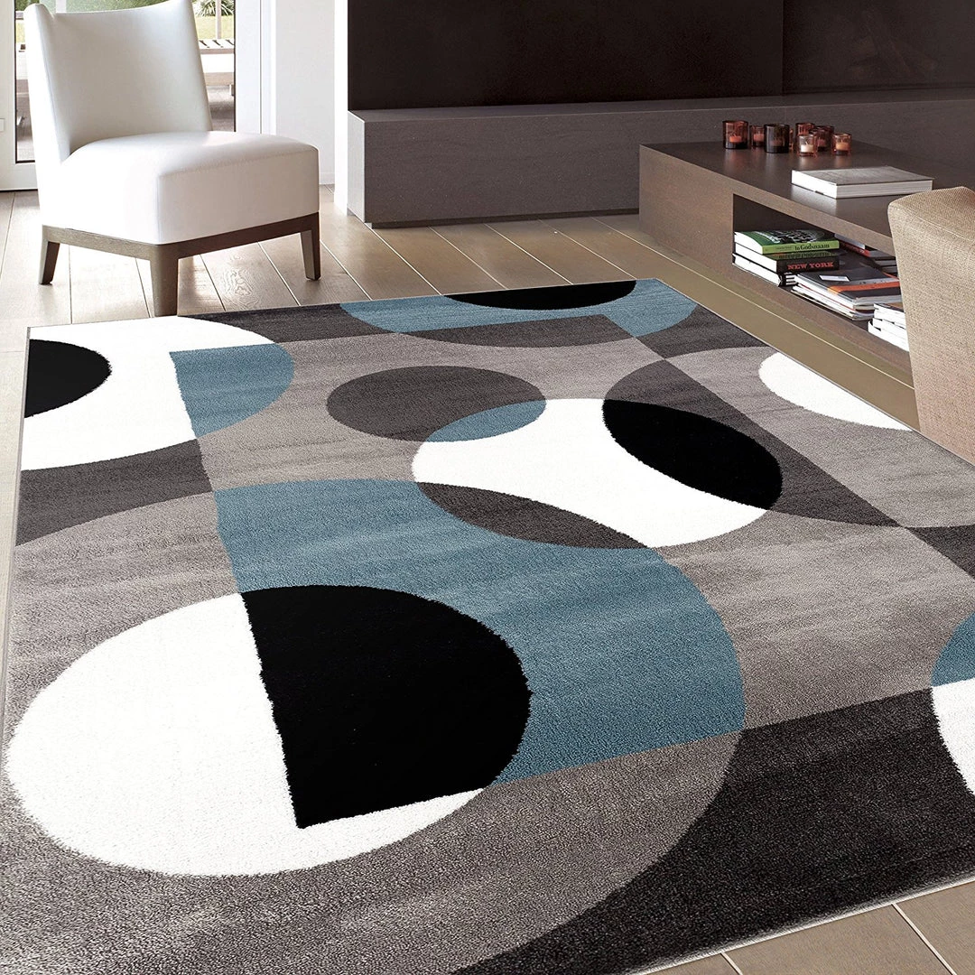 WRG Circle Gray/Grey Blue Area Rug All Area Rugs And Runners 1 WRG Circle Gray/Grey Blue Area Rug All Area Rugs And Runners