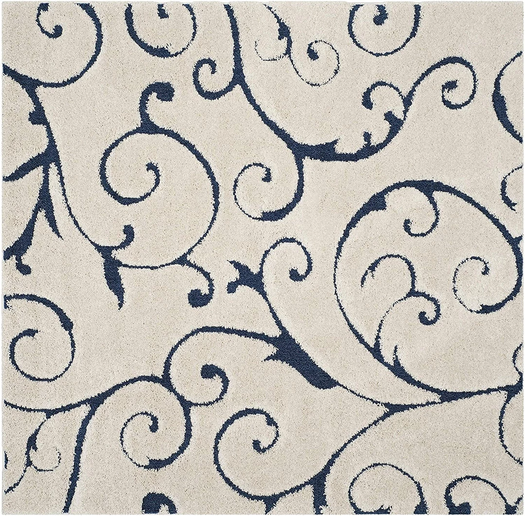 FAS All Area Rugs And Runners Premium Swirl Thick Plush Cream/Blue Area Shag Rug 10 FAS All Area Rugs And Runners Premium Swirl Thick Plush Cream/Blue Area Shag Rug