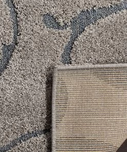 FAS Premium Swirl Thick Plush Grey/Light Blue Area Shag Rug