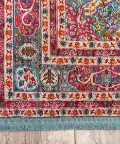 UL Vintage Traditional Turquoise Red Violet Area Rugs