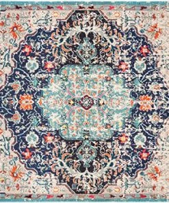 Safavieh All Area Rugs And Runners Madison Collection Boho Chic Medallion Distress Area Rug Black / Teal