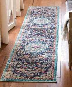 Safavieh All Area Rugs And Runners Madison Collection Boho Chic Medallion Distress Area Rug Black / Teal