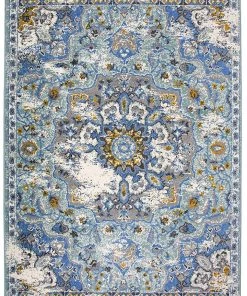 WRG Traditional Distressed Blue Gray Area Rug