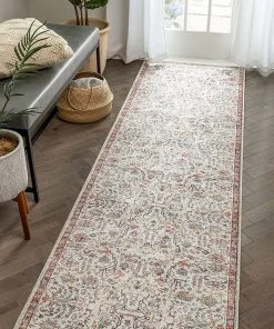 Well Woven Ivory Machine Washable Vintage Style Updated Classic Distressed Persian Mat Area Rug All Area Rugs And Runners