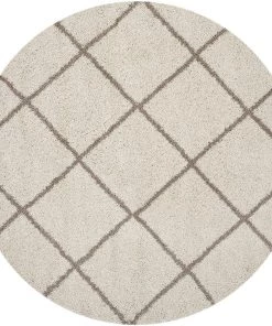 FAS Diamond Trellis Ivory/Beige Soft Plush Shag Area Rug 2-inch Thick All Area Rugs And Runners