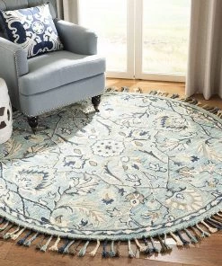 Safavieh All Area Rugs And Runners Blossom Collection Handmade Tassel Premium Wool Accent Rug Blue / Ivory 22 Safavieh All Area Rugs And Runners Blossom Collection Handmade Tassel Premium Wool Accent Rug Blue / Ivory