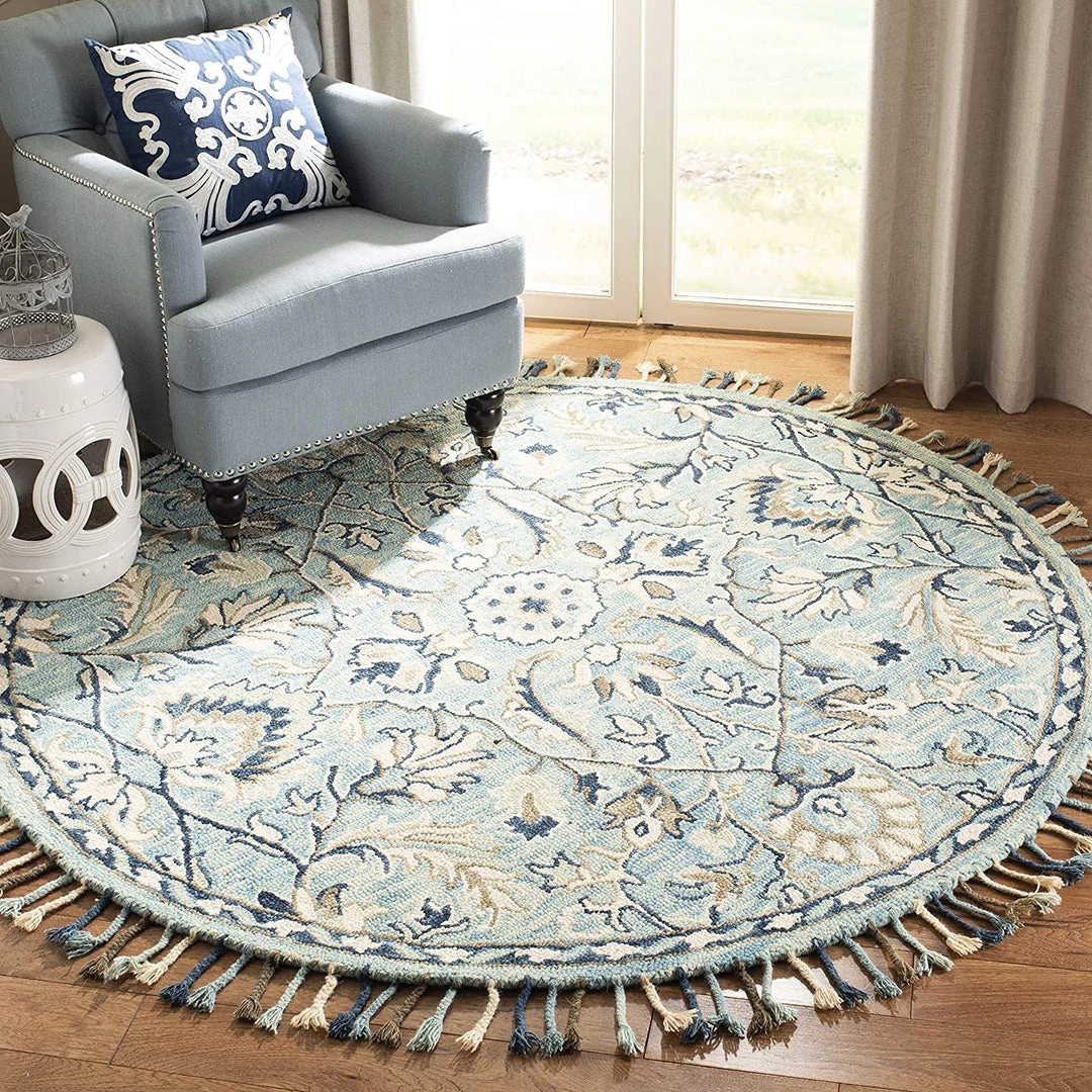Safavieh All Area Rugs And Runners Blossom Collection Handmade Tassel Premium Wool Accent Rug Blue / Ivory 11 Safavieh All Area Rugs And Runners Blossom Collection Handmade Tassel Premium Wool Accent Rug Blue / Ivory