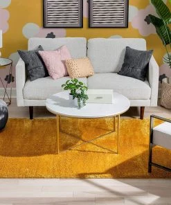 Well Woven Ciel Golden Yellow Ultra-Soft Multi-Textured Shimmer Pile Area Rug All Area Rugs And Runners
