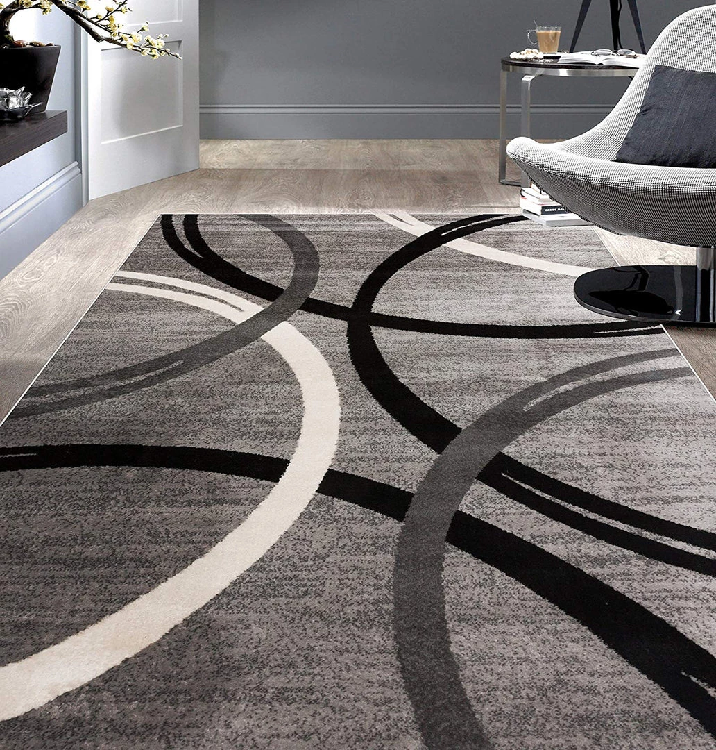 WRG All Area Rugs And Runners Contemporary Circles Pattern Gray Black Area Rugs 1 WRG All Area Rugs And Runners Contemporary Circles Pattern Gray Black Area Rugs