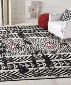 Safavieh Adirondack Collection ADR202Z Modern Boho Distressed Non-Shedding Stain Resistant Living Room Bedroom Soft Area Rug Black / Light Grey