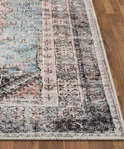 Well Woven Menda Light Blue Machine Washable Vintage Style Classic Distsressed Persian Mat Area Rug All Area Rugs And Runners