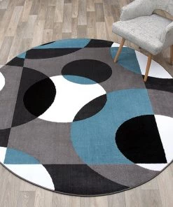 WRG Circle Gray/Grey Blue Area Rug All Area Rugs And Runners 18 WRG Circle Gray/Grey Blue Area Rug All Area Rugs And Runners