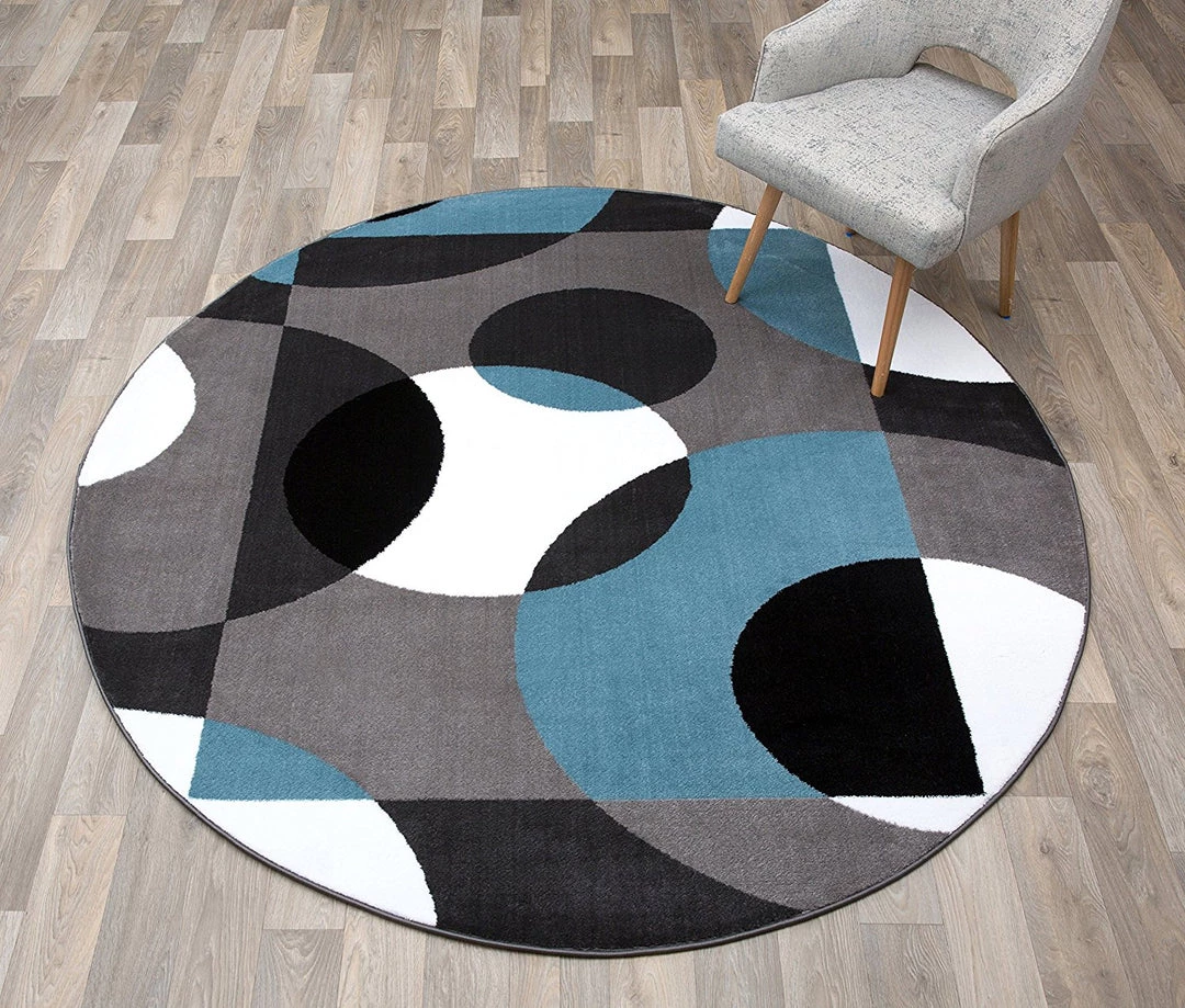 WRG Circle Gray/Grey Blue Area Rug All Area Rugs And Runners 9 WRG Circle Gray/Grey Blue Area Rug All Area Rugs And Runners