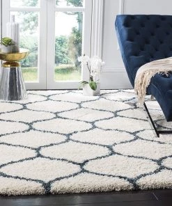 FAS Moroccan Pattern Ivory Slate Blue Plush Area Rug All Area Rugs And Runners