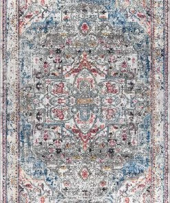 JONATHAN Maras Vintage Medallion Gray/Red/Turquoise Soft Area Rug All Area Rugs And Runners