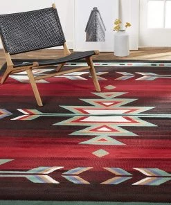 FAS All Area Rugs And Runners Southwest Black Red Ivory Low Pile Area Rugs