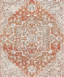 Well Woven All Area Rugs And Runners Micah Terracotta Red Vintage Medallion Area Rug