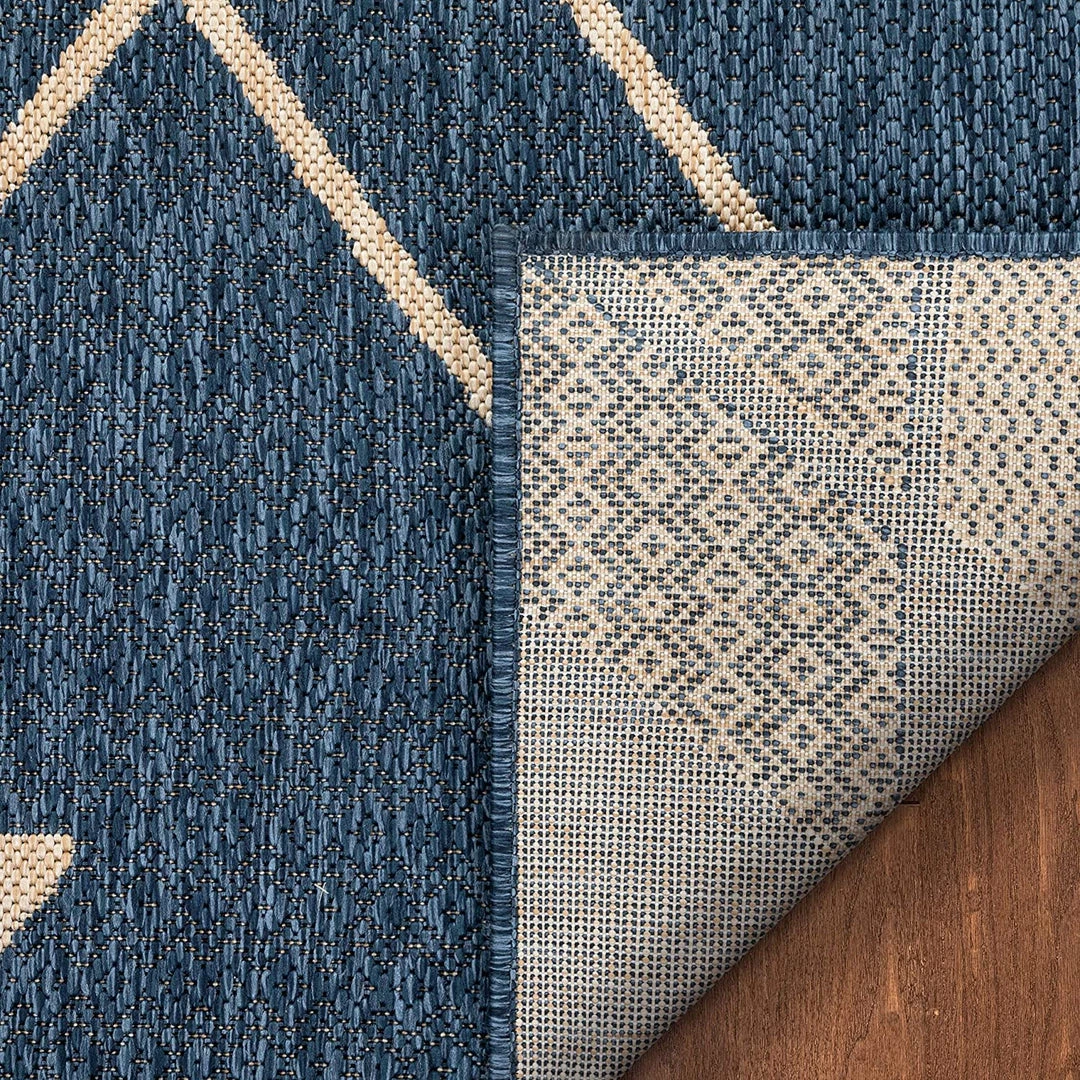 Well Woven Prosa Blue & Beige Indoor/Outdoor Flat Weave Pile Geometric Triangles Pattern Area Rug 5 Well Woven Prosa Blue & Beige Indoor/Outdoor Flat Weave Pile Geometric Triangles Pattern Area Rug