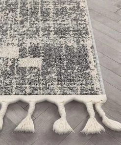 Modern Rugs And Decor Julia Ivory Grey Tassel Tribal Area Rug