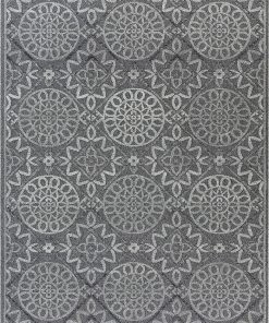Well Woven Talson Grey Geometric Tilework Pattern Area Rug
