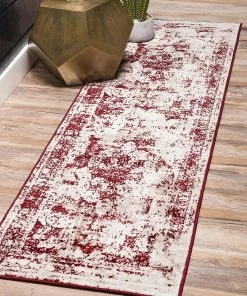 UL All Area Rugs And Runners Vintage Distressed Burgundy Area Rugs