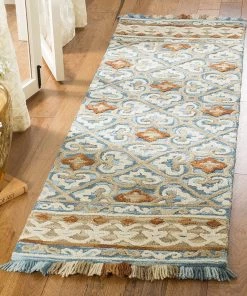 Safavieh All Area Rugs And Runners Blossom Collection BLM420A Handmade Fringe Premium Wool Area Rug, Light Beige / Blue 23 Safavieh All Area Rugs And Runners Blossom Collection BLM420A Handmade Fringe Premium Wool Area Rug, Light Beige / Blue
