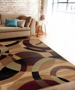 WRG All Area Rugs And Runners Multi-Color Circles Soft Area Rug