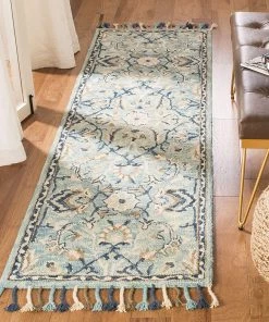 Safavieh All Area Rugs And Runners Blossom Collection Handmade Tassel Premium Wool Accent Rug Blue / Ivory 19 Safavieh All Area Rugs And Runners Blossom Collection Handmade Tassel Premium Wool Accent Rug Blue / Ivory