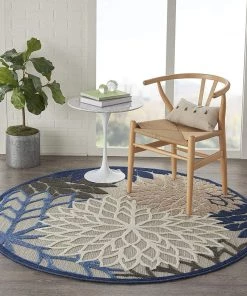 WRG Indoor/Outdoor Floral Blue/Multicolor Area Rug