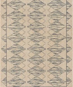 Well Woven Sturl Beige & Blue Indoor/Outdoor Flat Weave Pile Nordic Diamond Pattern Area Rug All Area Rugs And Runners