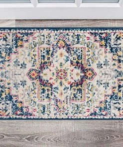 WRG Transitional Distressed Cream Multi-color Soft Area Rug All Area Rugs And Runners