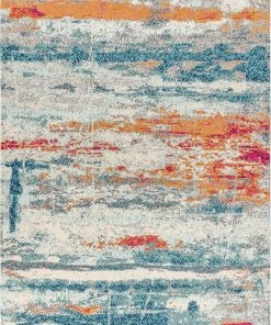 Jonathan All Area Rugs And Runners Contemporary Modern Abstract Brushstroke Cream/Blue Rug