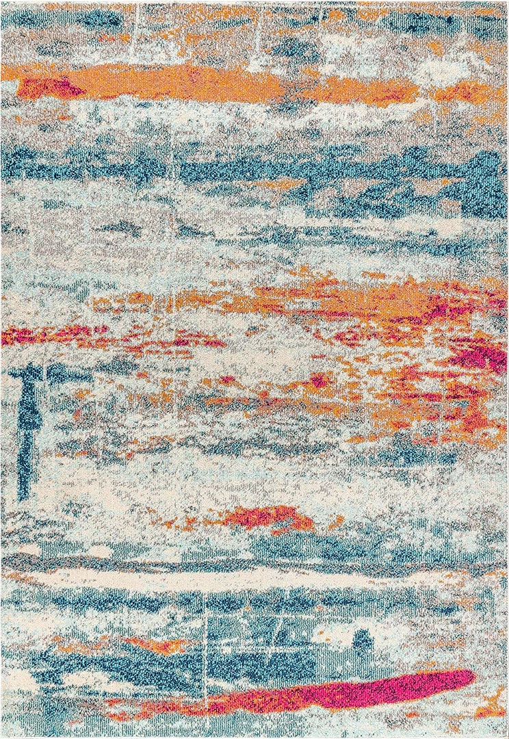 Jonathan All Area Rugs And Runners Contemporary Modern Abstract Brushstroke Cream/Blue Rug 2 Jonathan All Area Rugs And Runners Contemporary Modern Abstract Brushstroke Cream/Blue Rug