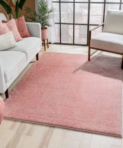 Well Woven All Area Rugs And Runners Ciel Blush Pink Ultra-Soft Multi-Textured Shimmer Pile Area Rug