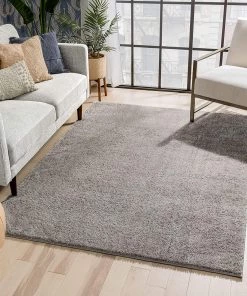 Well Woven Ciel Light Grey Ultra-Soft Multi-Textured Shimmer Pile Area Rug All Area Rugs And Runners