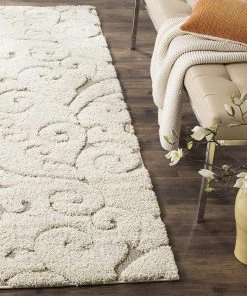 FAS Premium Swirl Thick Plush Cream/Beige Area Shag Rug