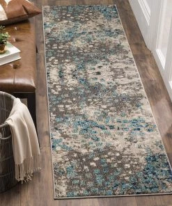 FAS Abstract Grey Light Blue Soft Area Rug