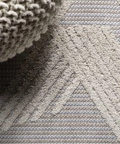 Jonathan All Area Rugs And Runners Jazz High-Low Pile Art Deco Geometric Indoor/Outdoor Beige Area Rug