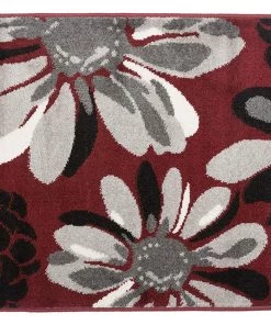 WRG All Area Rugs And Runners Floral Red Gray Black Area Rug