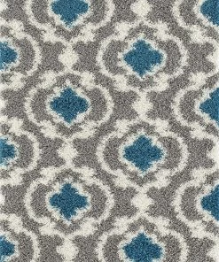 Free Std. Shipping 4-6 Days Gray Turquoise Blue Shag Area Rug