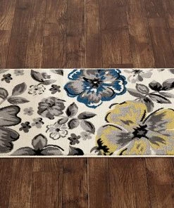 WRG Floral Gray/Grey Yellow Blue Area Rug
