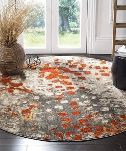 FAS Abstract Grey Orange Soft Area Rug All Area Rugs And Runners