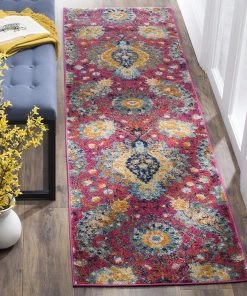 FAS All Area Rugs And Runners Floral Fuchsia/Gold Soft Area Rugs