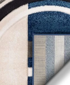 Well Woven Good Vibes Belle Dark Blue Modern Abstract Geometric 3D Textured Soft Area Rug